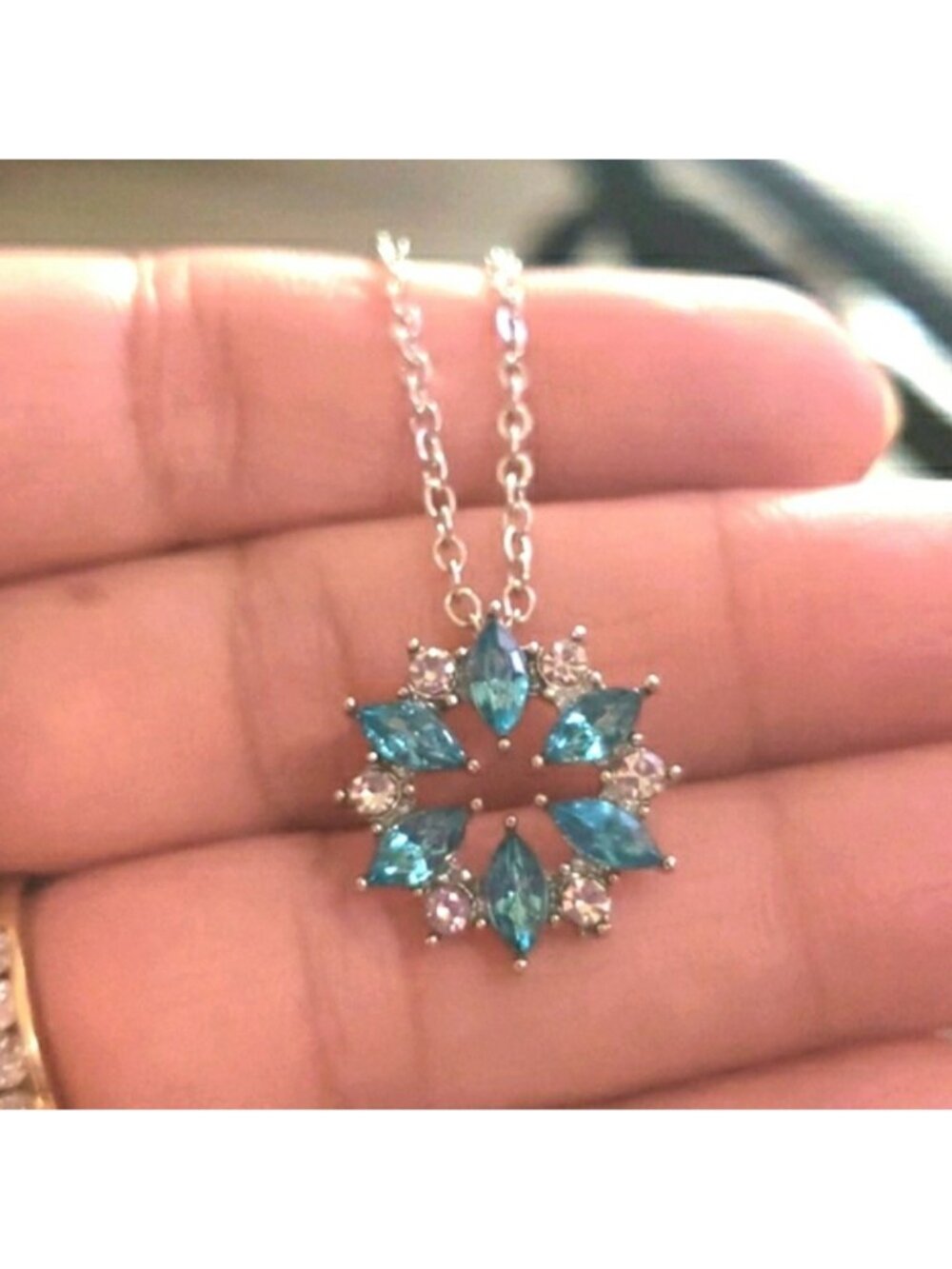 Blue Snowflake Pendant Necklace